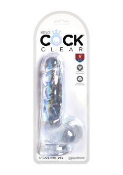 PIPEDREAM KING COCK CRYSTAL DILDO WITH BALLS 6 INCH