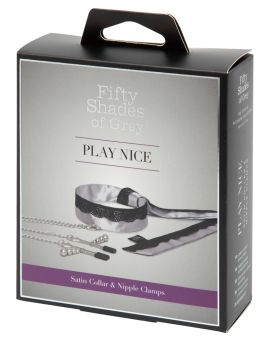 Fifty Shades of Grey Play Nice Satin Collar & Nipple Clamps