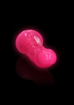 Slim Dildo Suction Cup - GitD - 6'' / 15,5 cm - Neon Pink