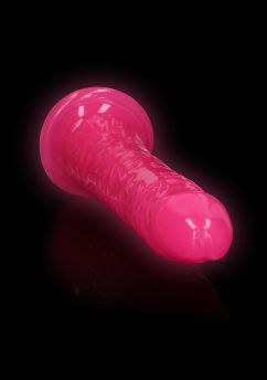 Slim Dildo Suction Cup - GitD - 8'' / 20 cm - Neon Pink