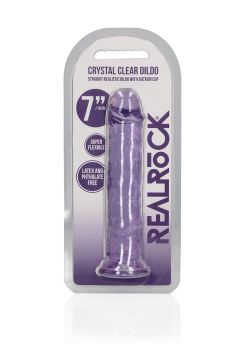 Straight Realistic Dildo Suction Cup - 7'' / 18 - Purple