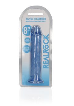 Straight Realistic Dildo Suction Cup - 8'' / 20 - Blue