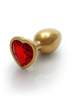 OUCH! ANALPLUG HEART GOLD ROT SMALL