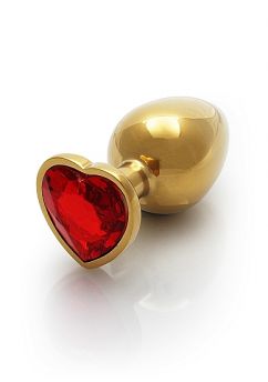 OUCH! ANALPLUG HEART GOLD ROT LARGE